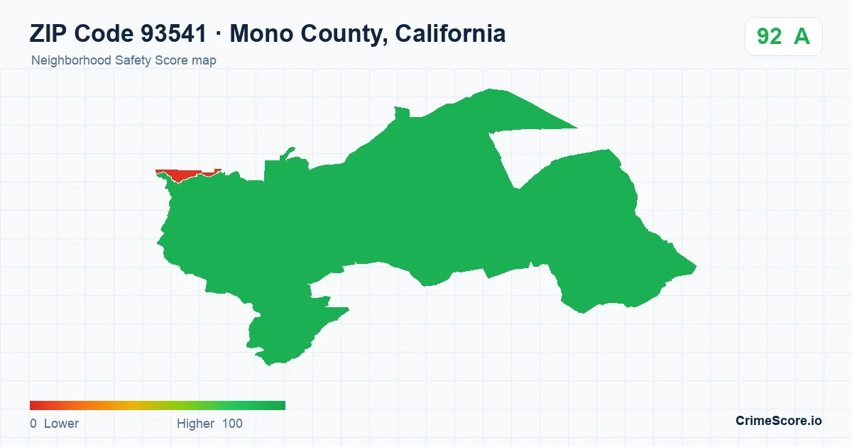 ZIP Code 93541 in Mono County, California neighborhood Safety Score map