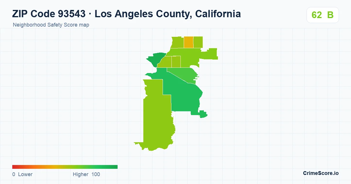 ZIP Code 93543 in Los Angeles County, California neighborhood Safety Score map