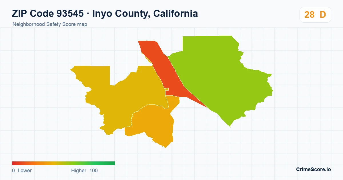 ZIP Code 93545 in Inyo County, California neighborhood Safety Score map