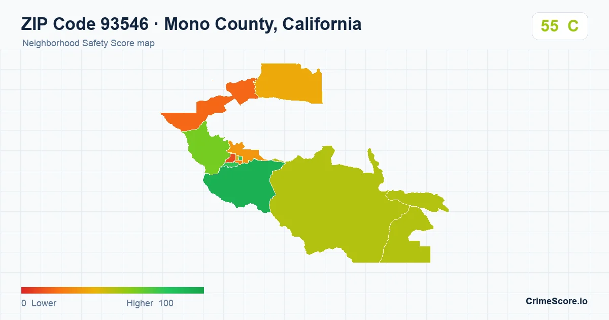 ZIP Code 93546 in Mono County, California neighborhood Safety Score map