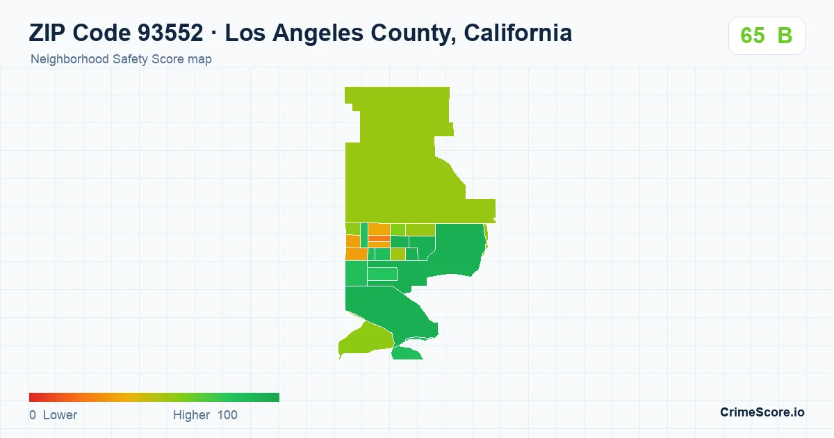 ZIP Code 93552 in Los Angeles County, California neighborhood Safety Score map