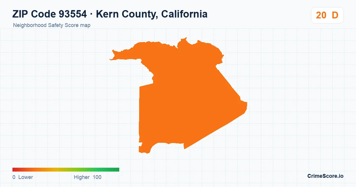 ZIP Code 93554 in Kern County, California neighborhood Safety Score map