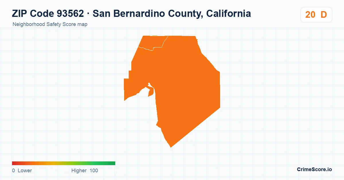 ZIP Code 93562 in San Bernardino County, California neighborhood Safety Score map