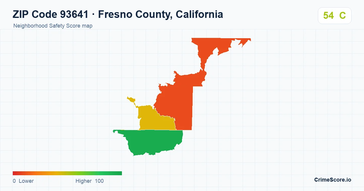 ZIP Code 93641 in Fresno County, California neighborhood Safety Score map