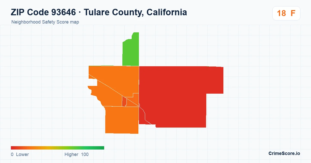 ZIP Code 93646 in Tulare County, California neighborhood Safety Score map
