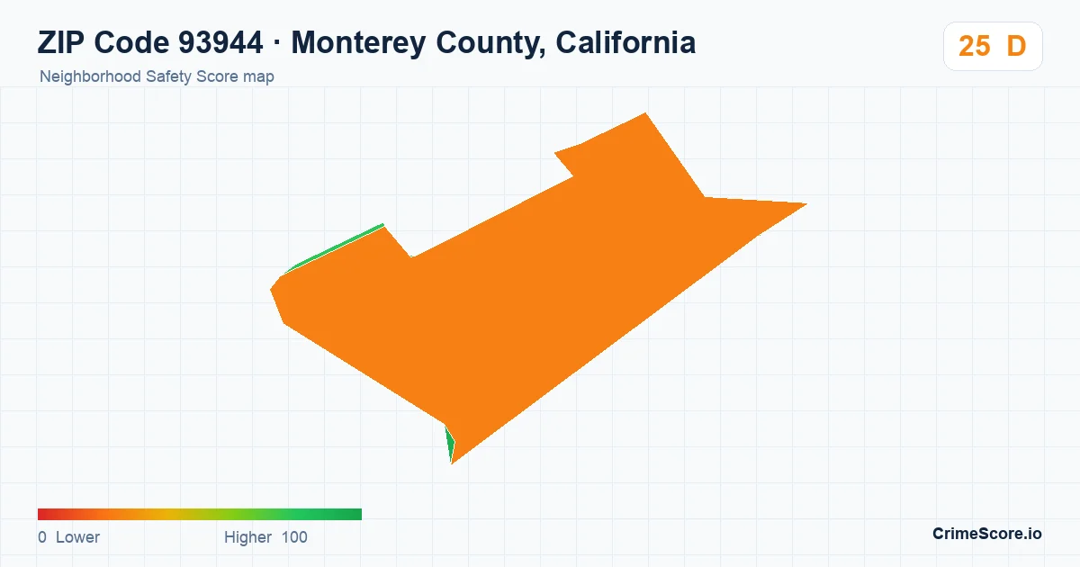ZIP Code 93944 in Monterey County, California neighborhood Safety Score map