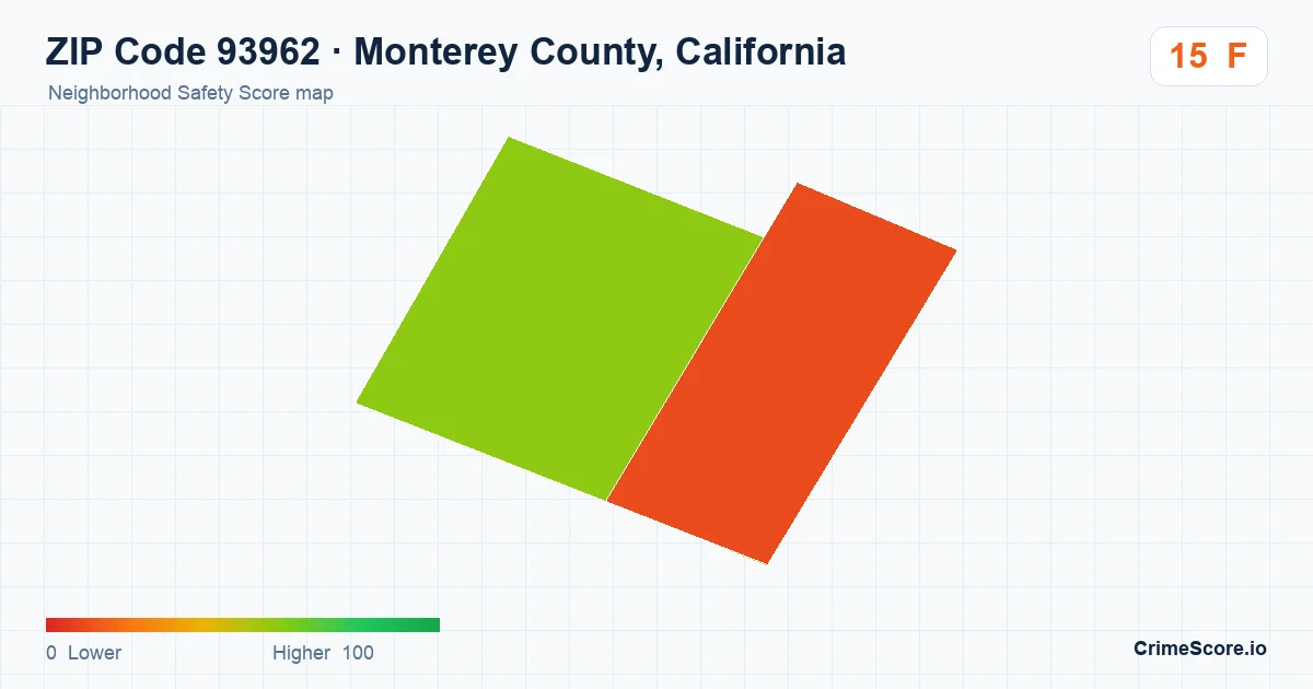 ZIP Code 93962 in Monterey County, California neighborhood Safety Score map
