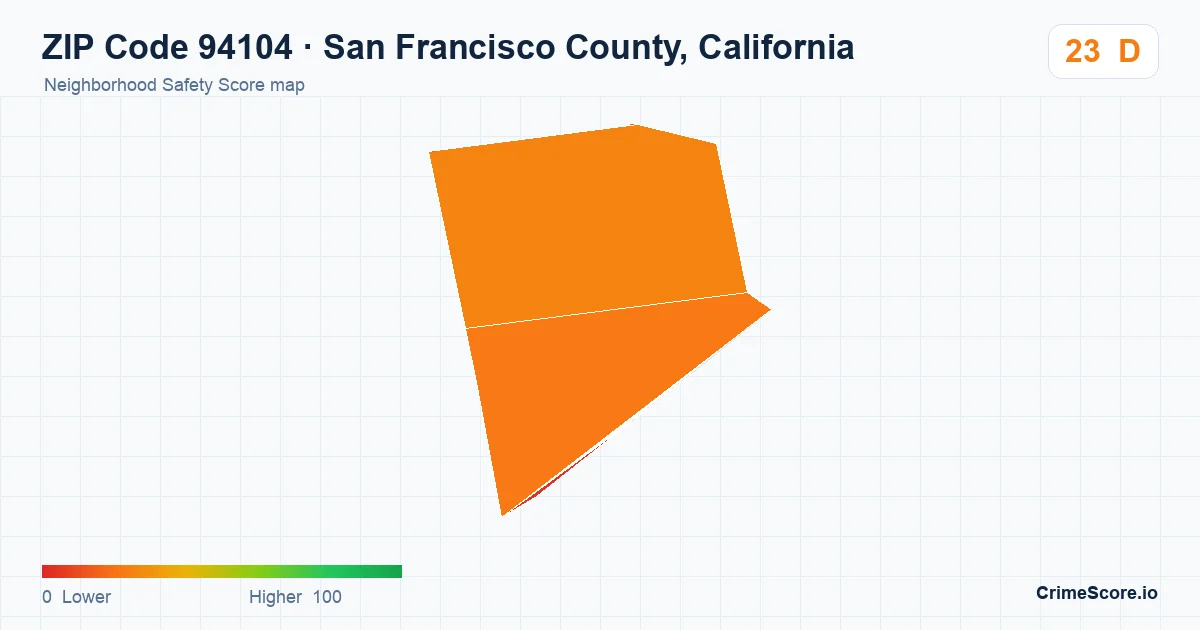 ZIP Code 94104 in San Francisco County, California neighborhood Safety Score map