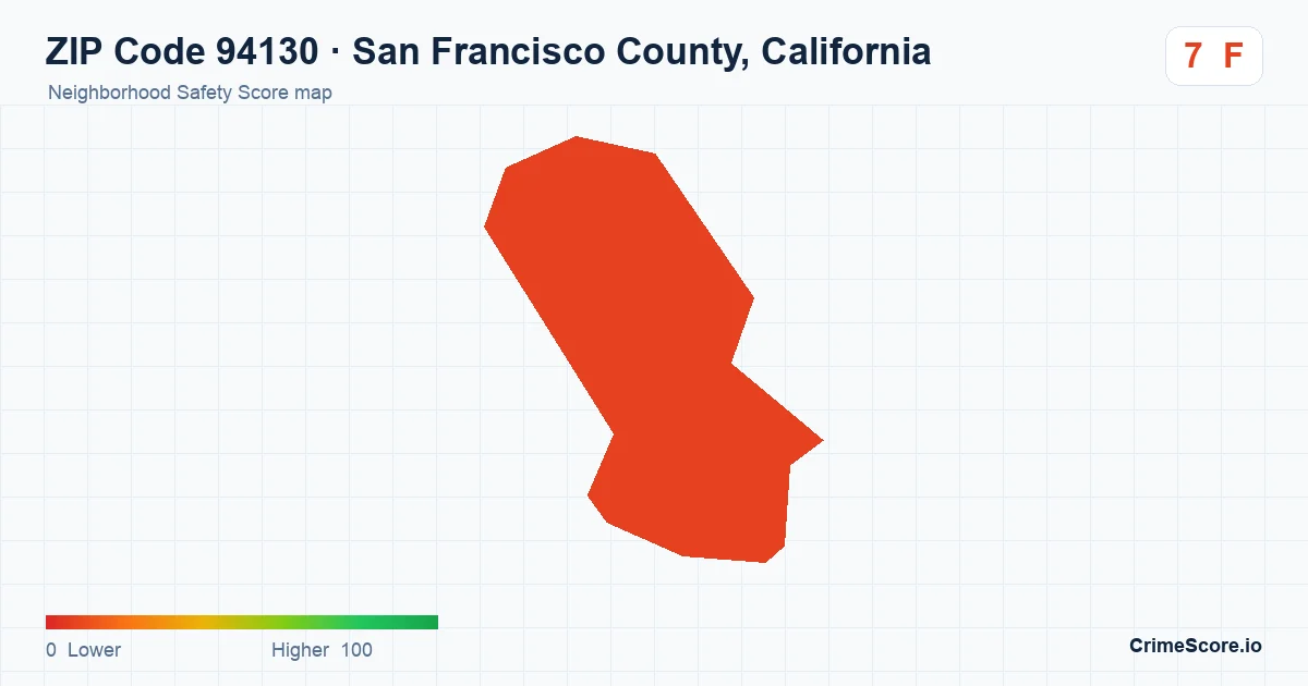 ZIP Code 94130 in San Francisco County, California neighborhood Safety Score map
