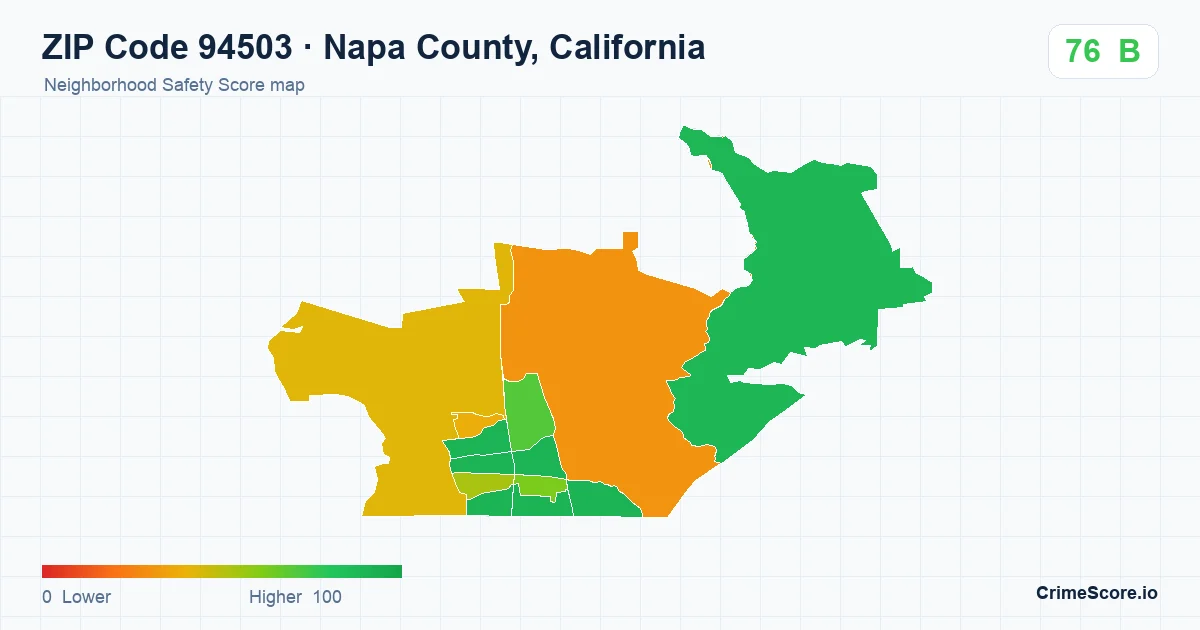 ZIP Code 94503 in Napa County, California neighborhood Safety Score map