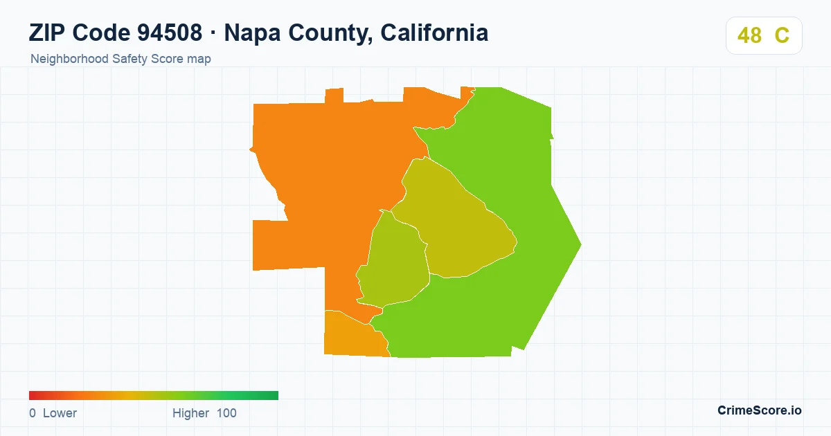 ZIP Code 94508 in Napa County, California neighborhood Safety Score map