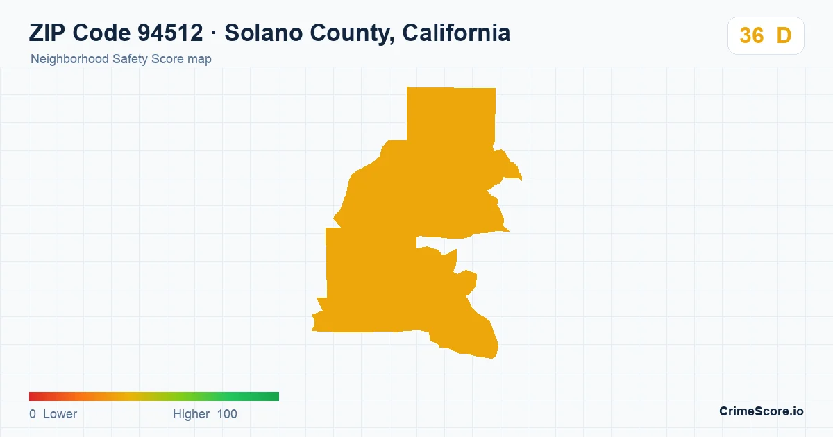 ZIP Code 94512 in Solano County, California neighborhood Safety Score map