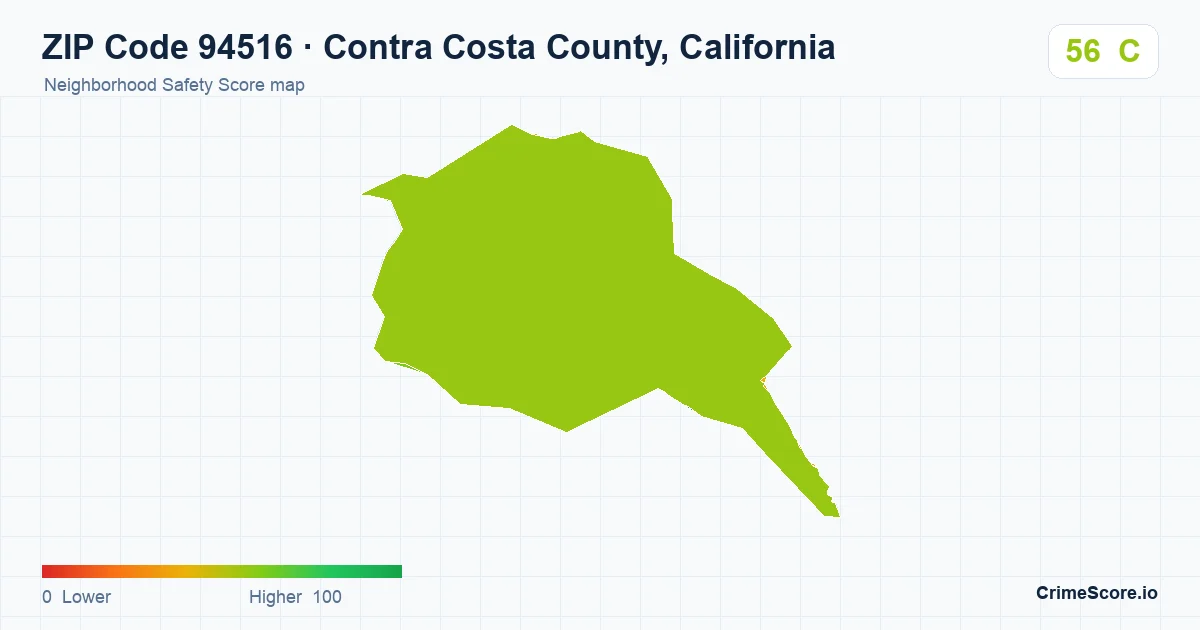 ZIP Code 94516 in Contra Costa County, California neighborhood Safety Score map