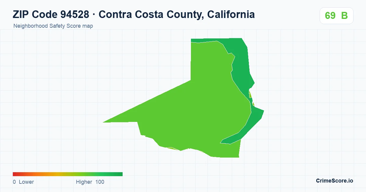 ZIP Code 94528 in Contra Costa County, California neighborhood Safety Score map