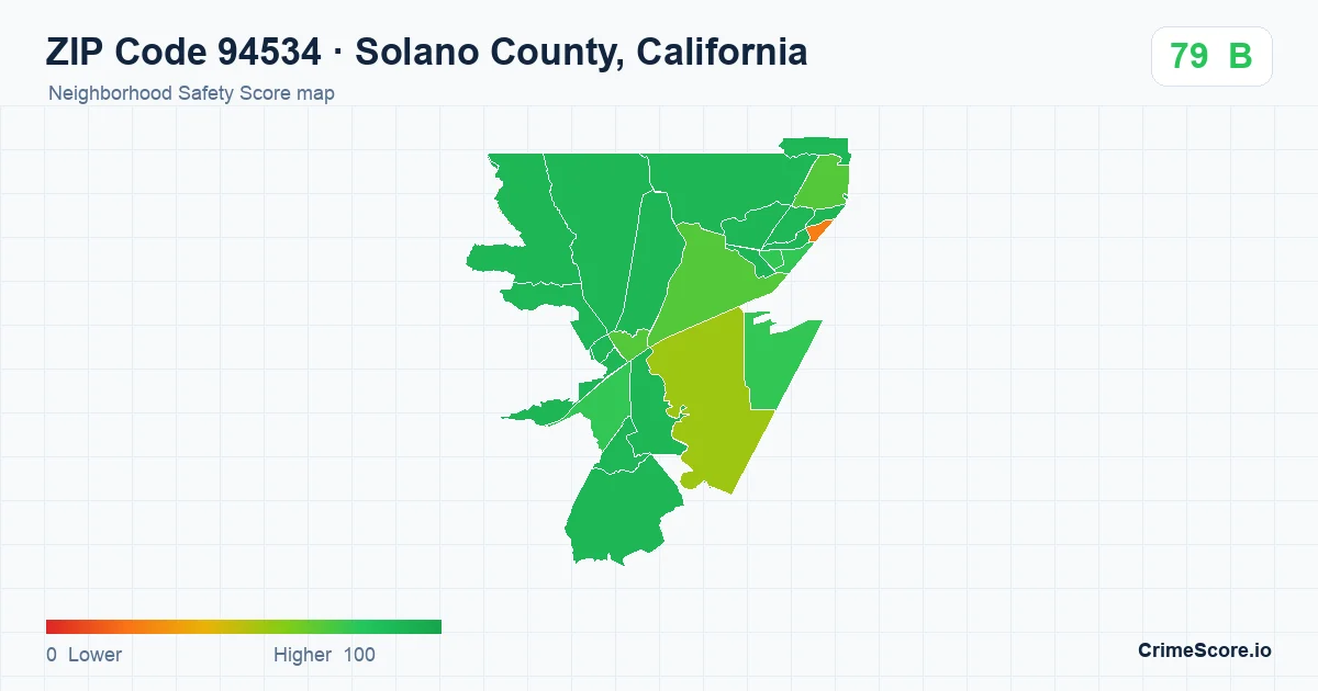 ZIP Code 94534 in Solano County, California neighborhood Safety Score map
