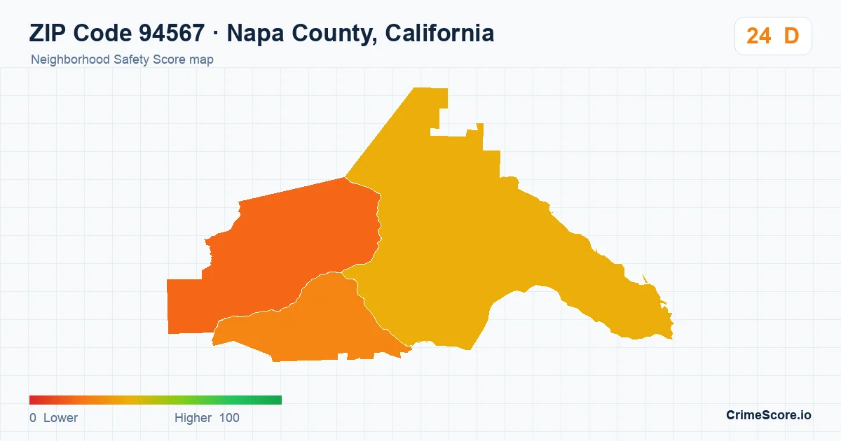ZIP Code 94567 in Napa County, California neighborhood Safety Score map