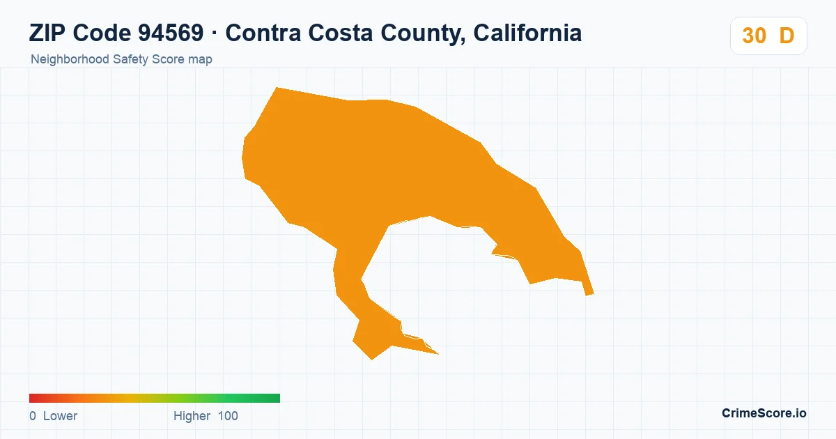 ZIP Code 94569 in Contra Costa County, California neighborhood Safety Score map