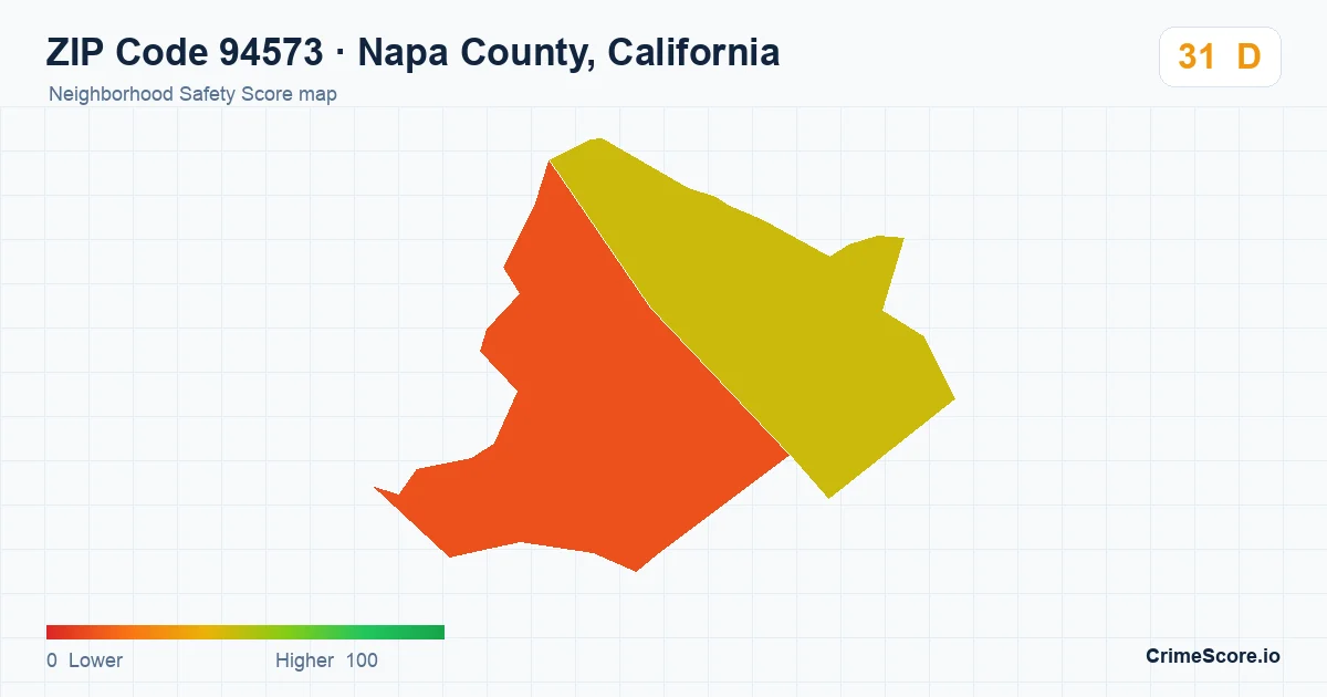 ZIP Code 94573 in Napa County, California neighborhood Safety Score map