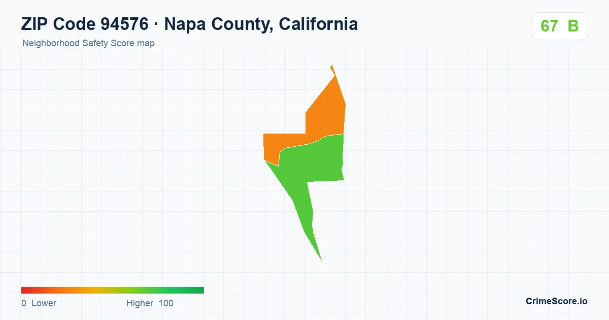 ZIP Code 94576 in Napa County, California neighborhood Safety Score map