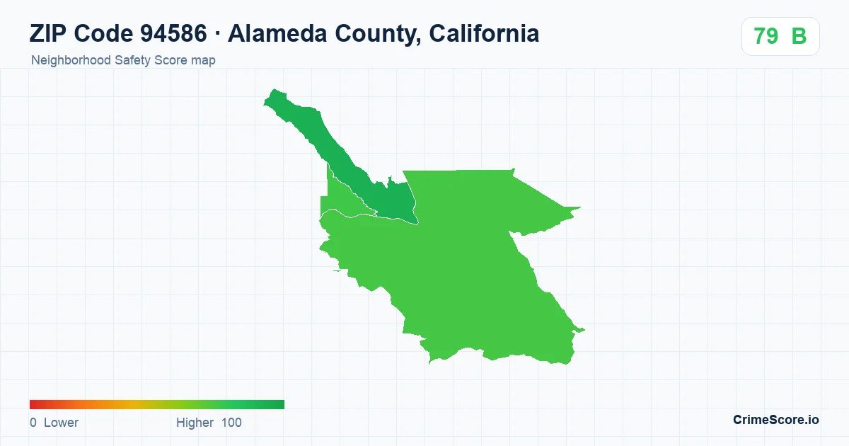 ZIP Code 94586 in Alameda County, California neighborhood Safety Score map