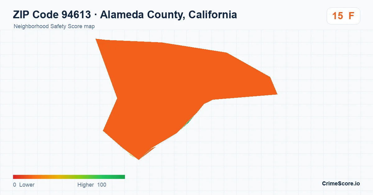 ZIP Code 94613 in Alameda County, California neighborhood Safety Score map