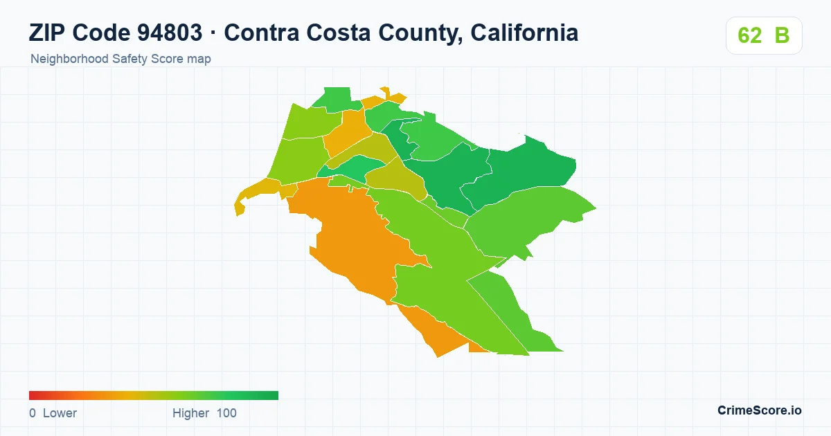 ZIP Code 94803 in Contra Costa County, California neighborhood Safety Score map