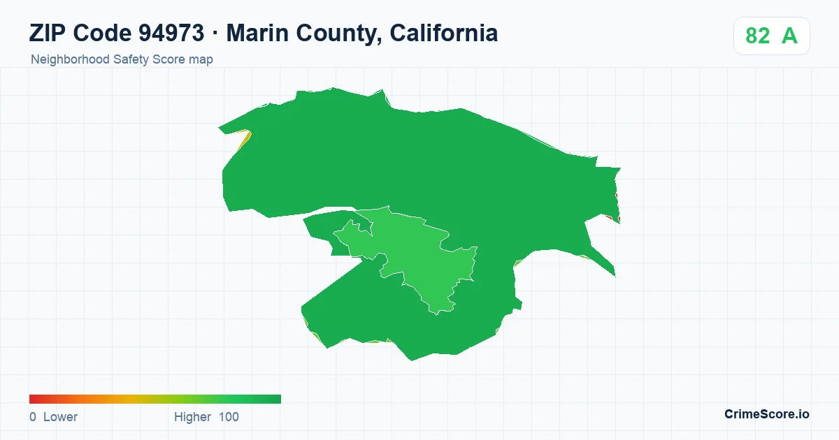 ZIP Code 94973 in Marin County, California neighborhood Safety Score map
