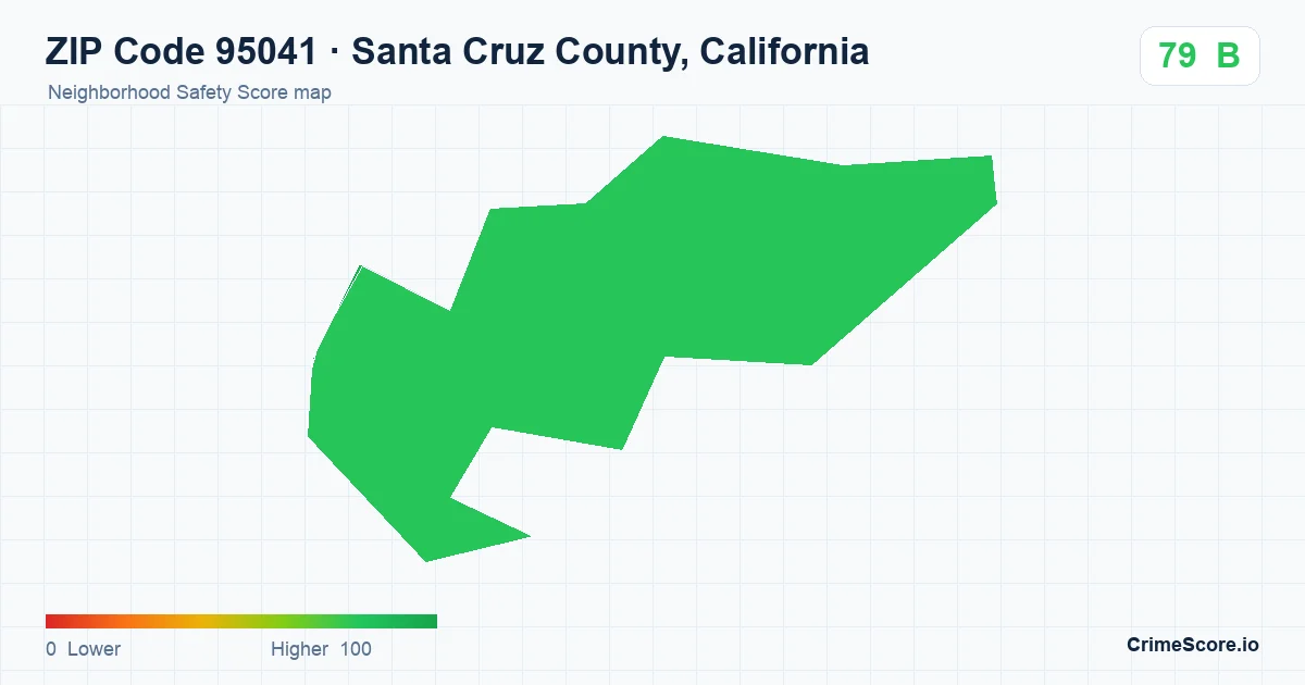 ZIP Code 95041 in Santa Cruz County, California neighborhood Safety Score map
