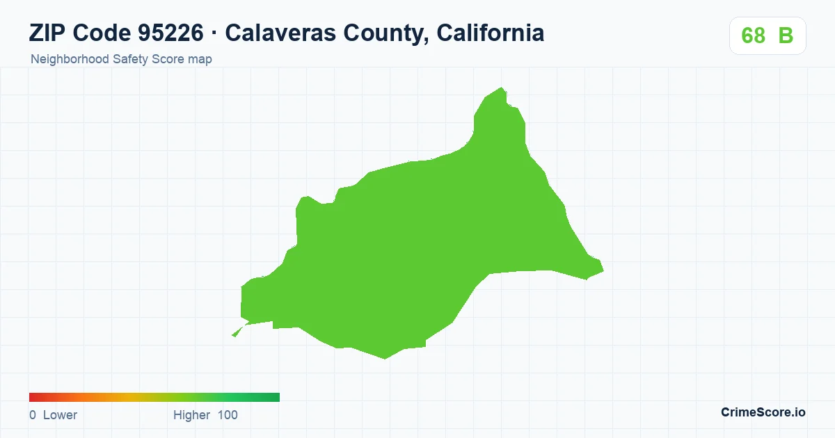 ZIP Code 95226 in Calaveras County, California neighborhood Safety Score map