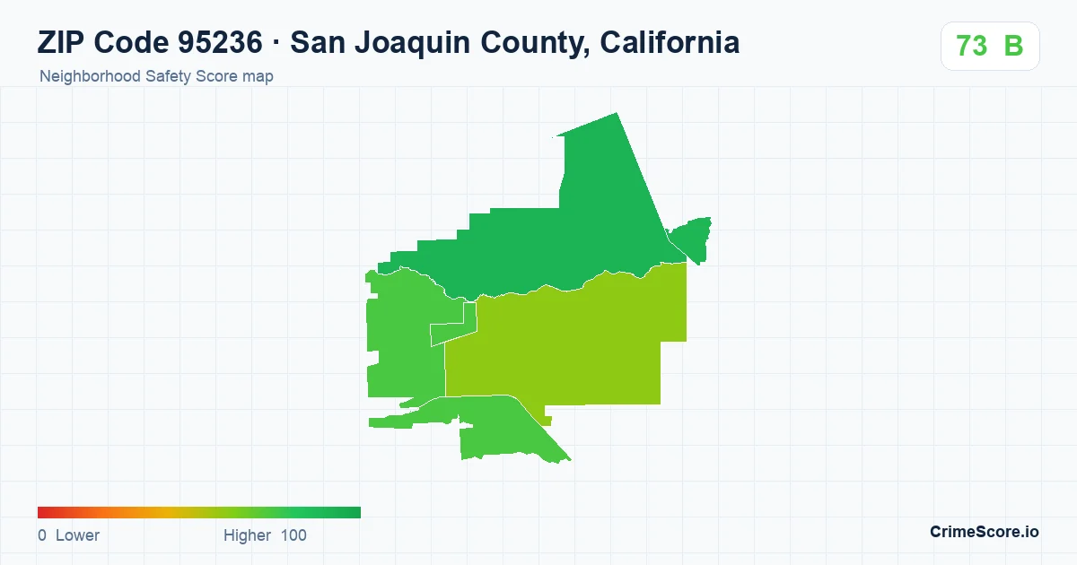 ZIP Code 95236 in San Joaquin County, California neighborhood Safety Score map