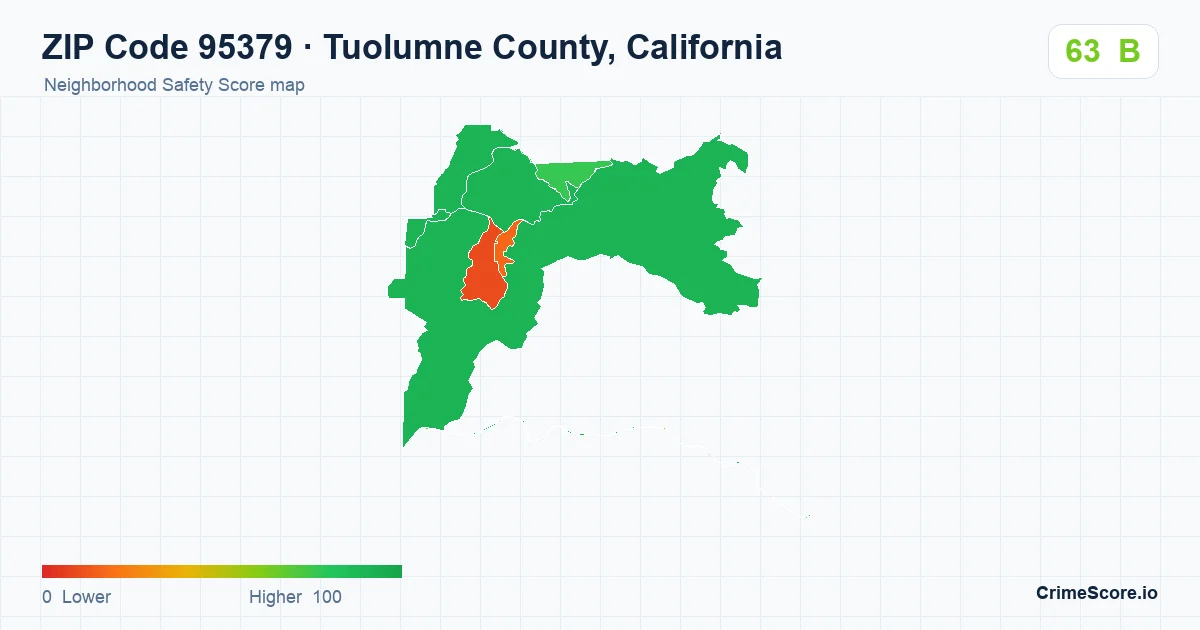 ZIP Code 95379 in Tuolumne County, California neighborhood Safety Score map