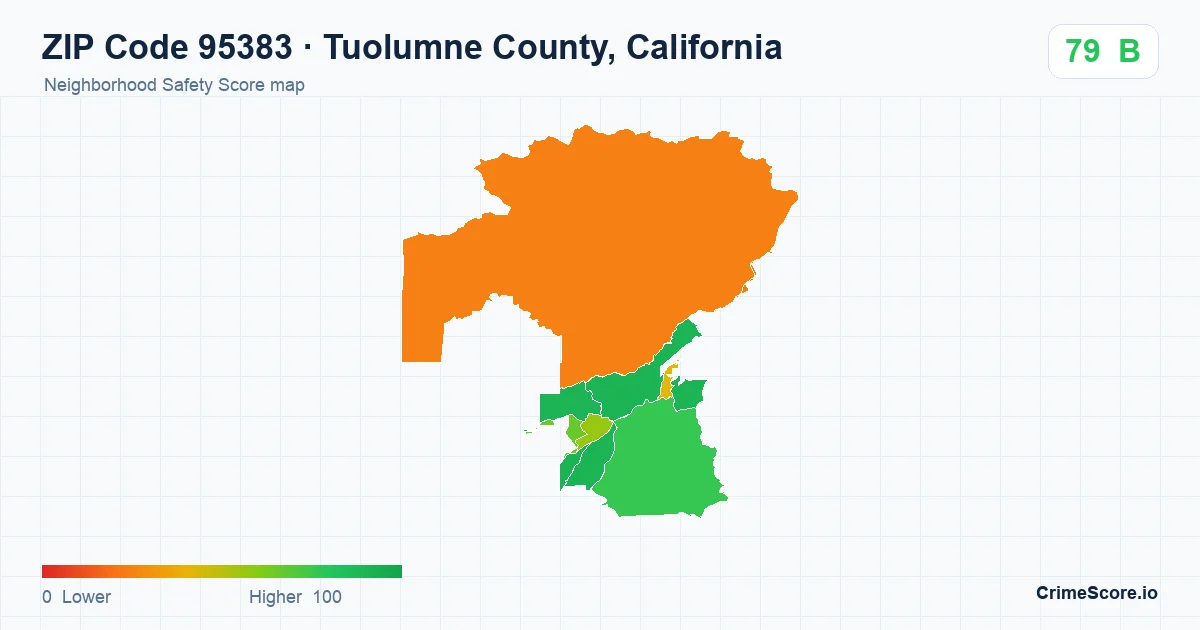 ZIP Code 95383 in Tuolumne County, California neighborhood Safety Score map