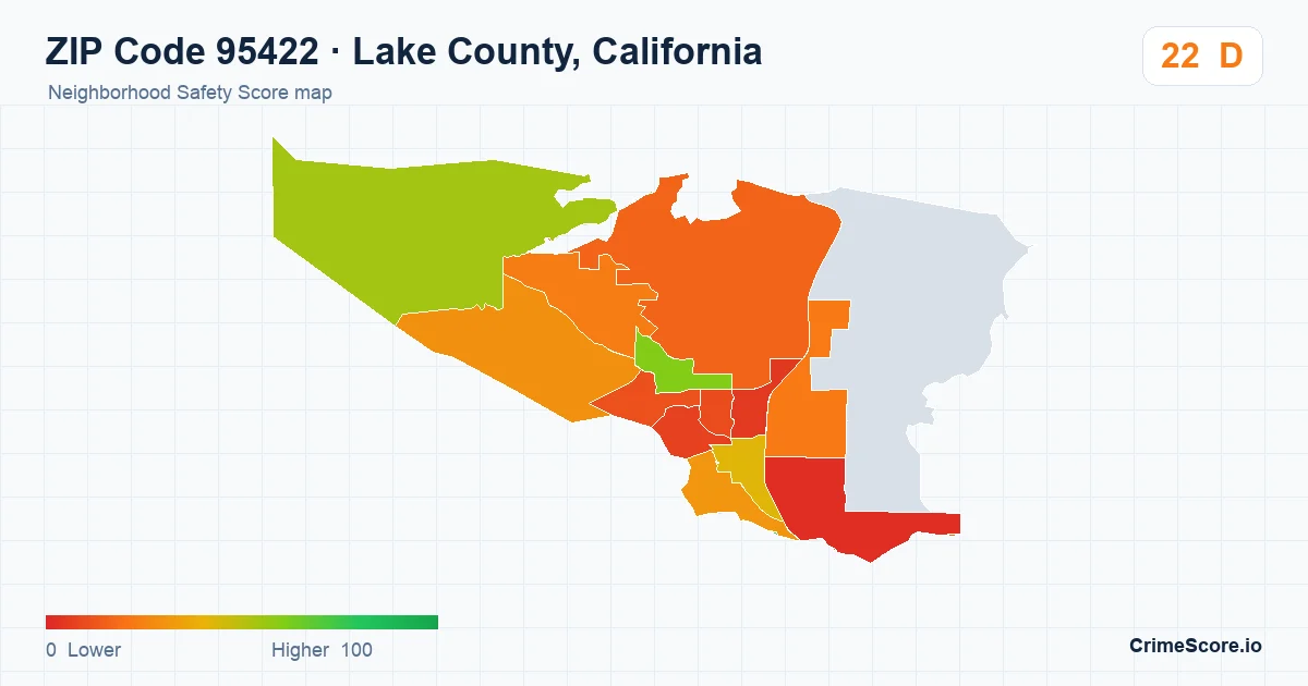 ZIP Code 95422 in Lake County, California neighborhood Safety Score map