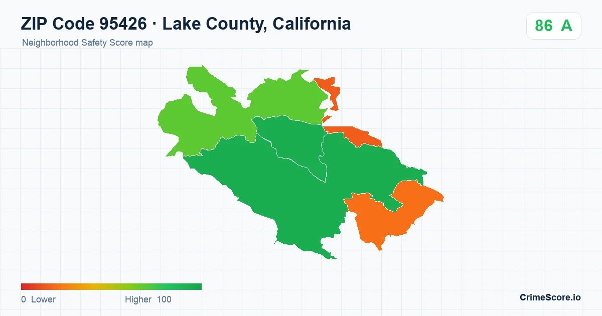 ZIP Code 95426 in Lake County, California neighborhood Safety Score map
