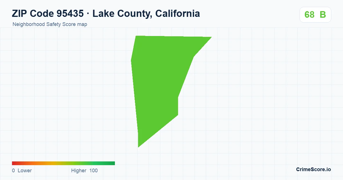ZIP Code 95435 in Lake County, California neighborhood Safety Score map
