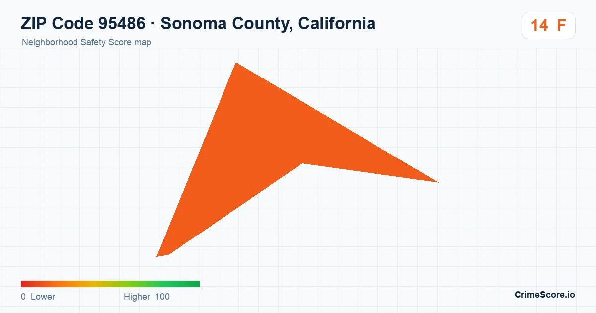 ZIP Code 95486 in Sonoma County, California neighborhood Safety Score map