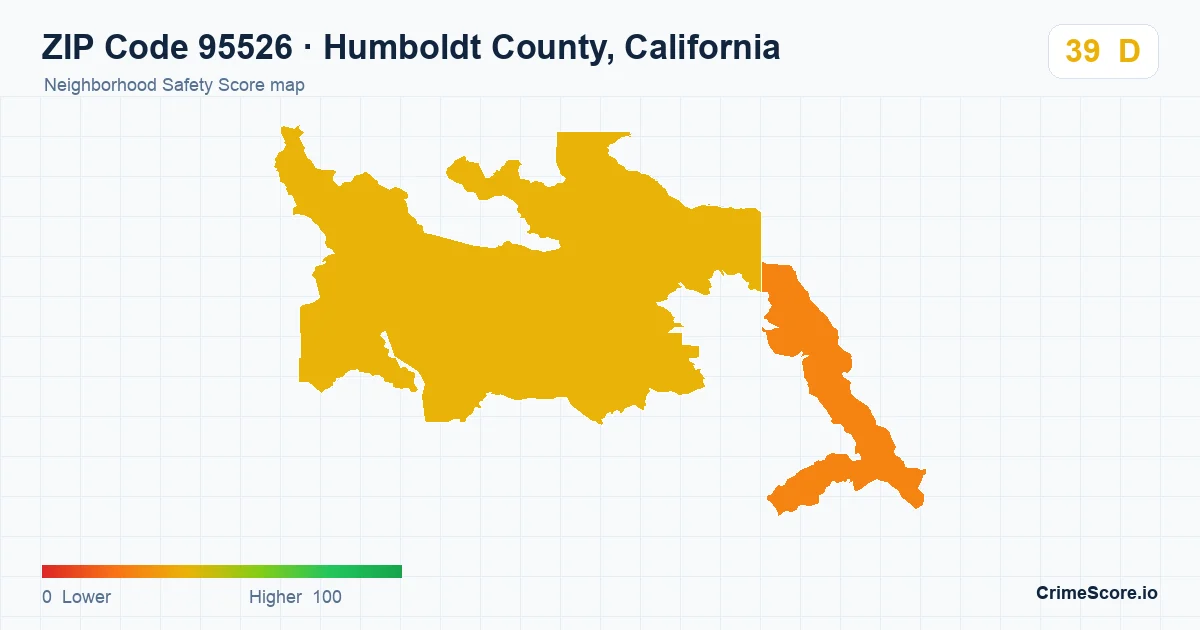 ZIP Code 95526 in Humboldt County, California neighborhood Safety Score map