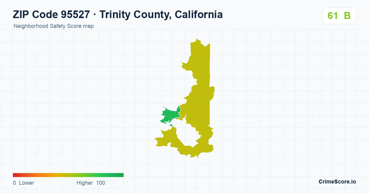 ZIP Code 95527 in Trinity County, California neighborhood Safety Score map