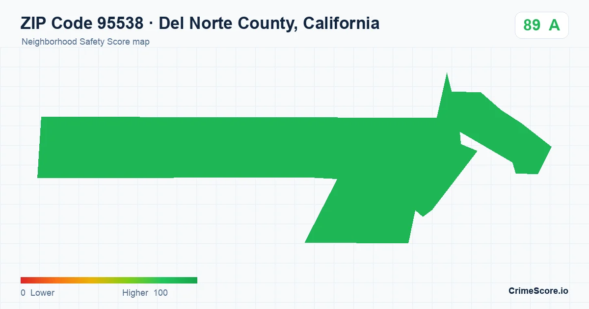 ZIP Code 95538 in Del Norte County, California neighborhood Safety Score map