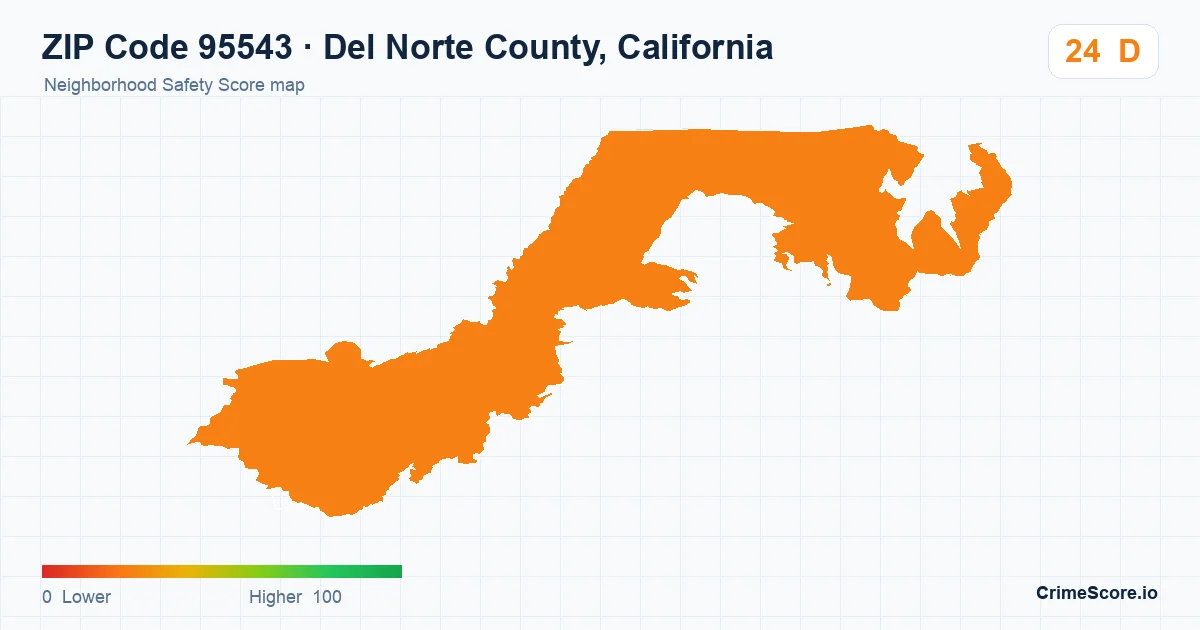 ZIP Code 95543 in Del Norte County, California neighborhood Safety Score map
