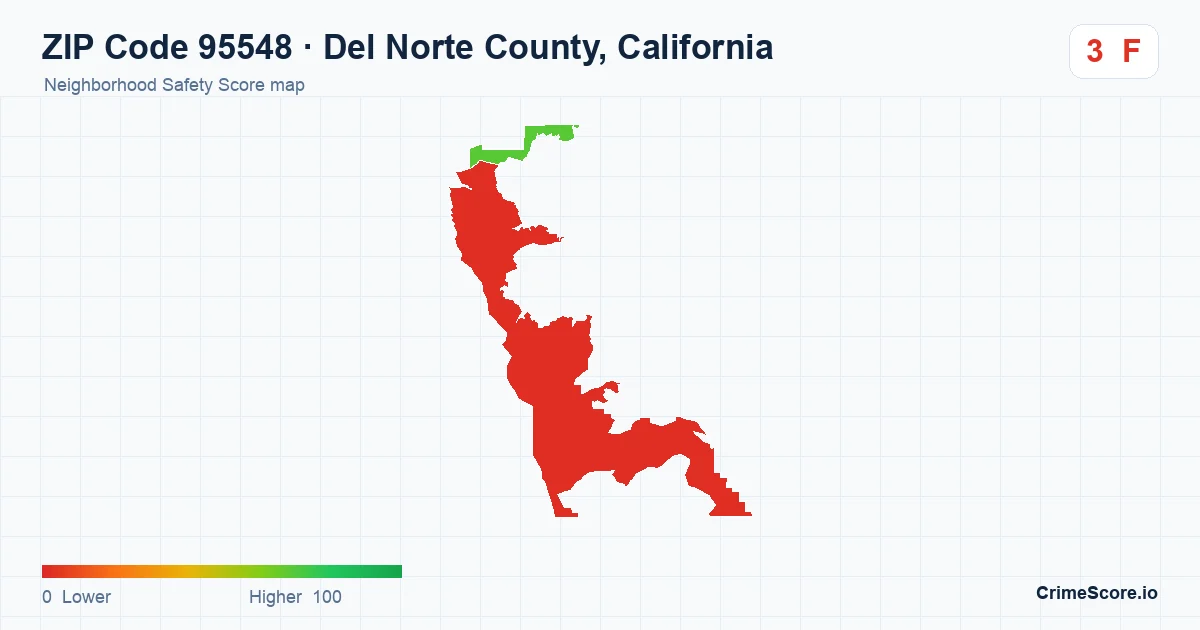 ZIP Code 95548 in Del Norte County, California neighborhood Safety Score map