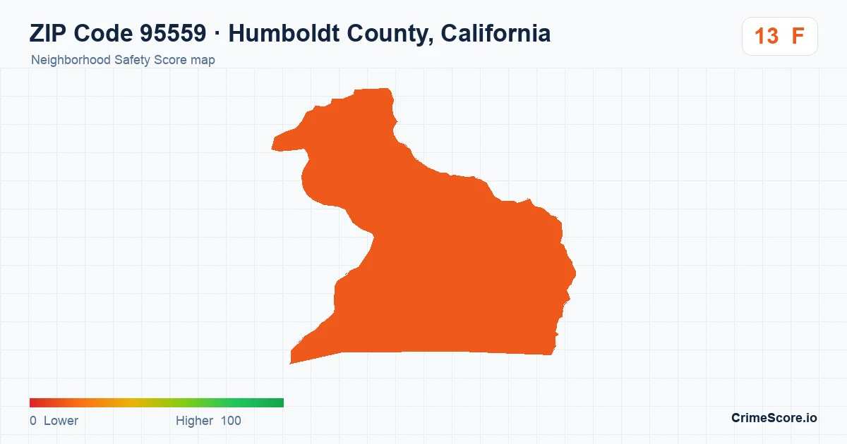 ZIP Code 95559 in Humboldt County, California neighborhood Safety Score map