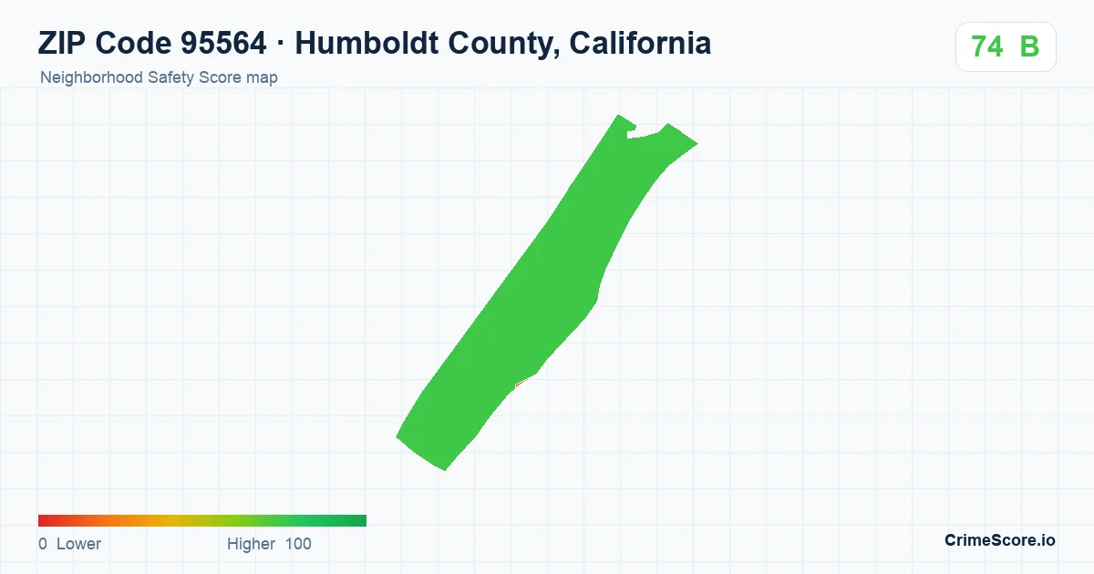 ZIP Code 95564 in Humboldt County, California neighborhood Safety Score map