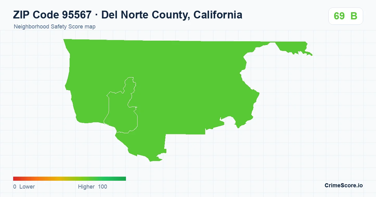 ZIP Code 95567 in Del Norte County, California neighborhood Safety Score map
