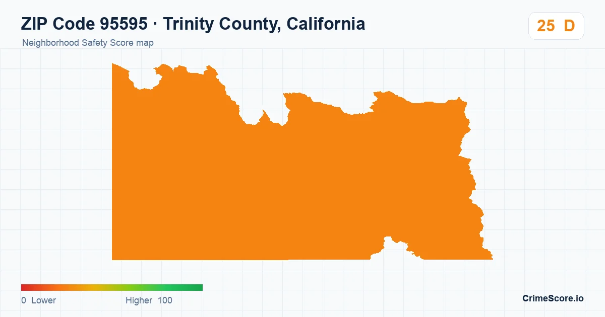 ZIP Code 95595 in Trinity County, California neighborhood Safety Score map