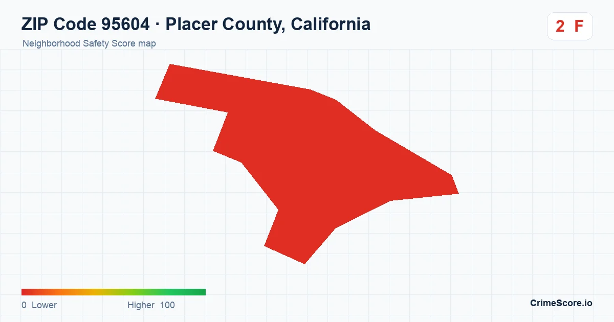 ZIP Code 95604 in Placer County, California neighborhood Safety Score map