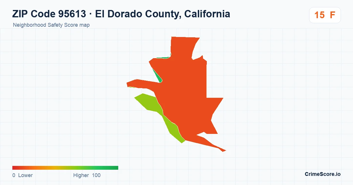ZIP Code 95613 in El Dorado County, California neighborhood Safety Score map