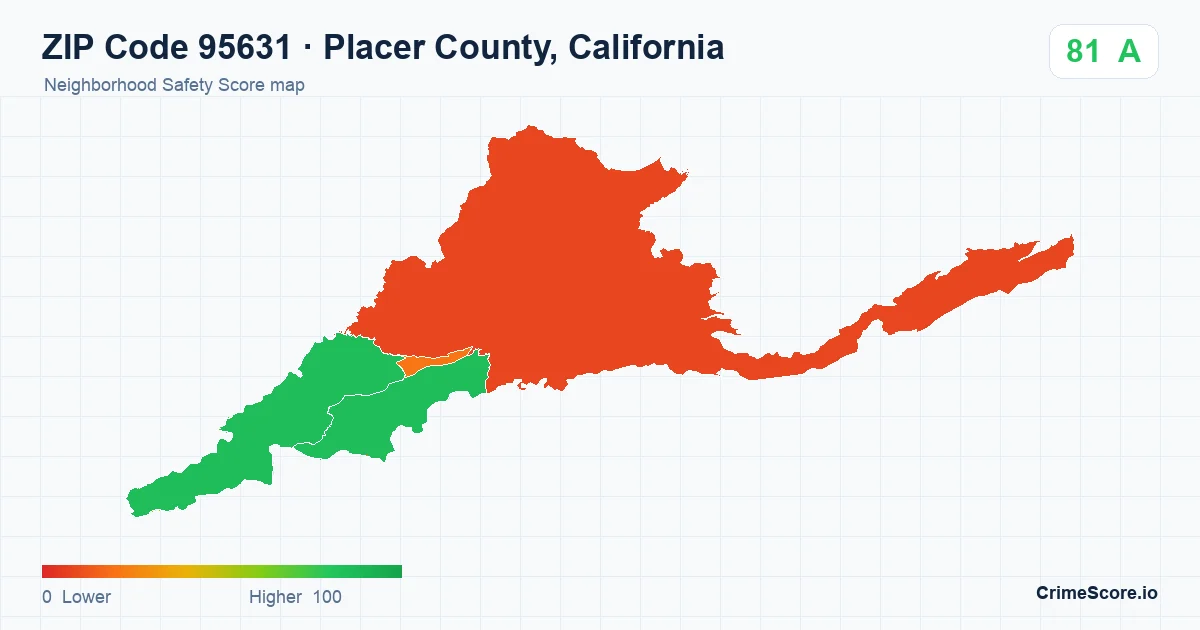 ZIP Code 95631 in Placer County, California neighborhood Safety Score map