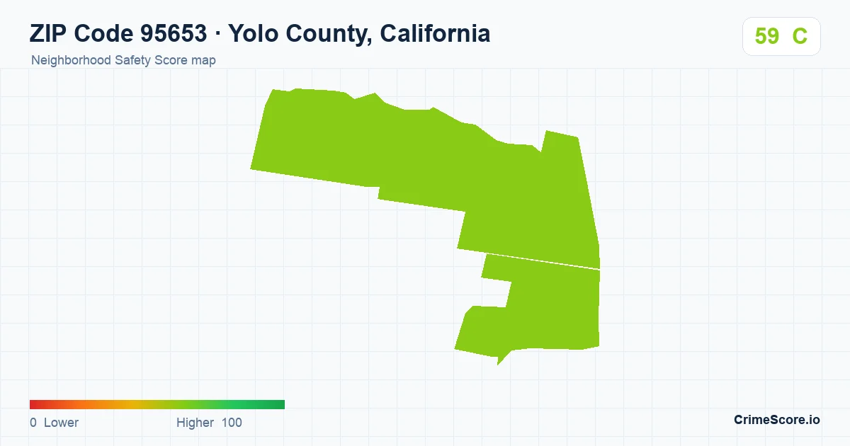 ZIP Code 95653 in Yolo County, California neighborhood Safety Score map