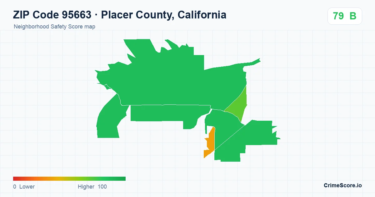 ZIP Code 95663 in Placer County, California neighborhood Safety Score map